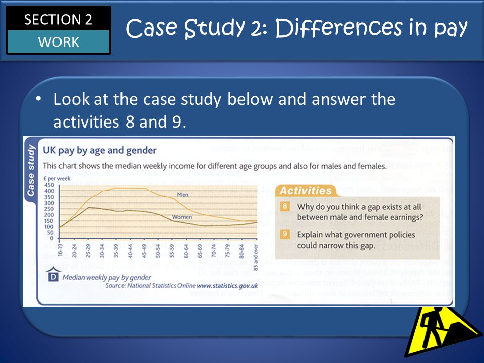SECTION 2 WORK Case Study 2: Differences in pay Look at the case study below and answer the activities 8 and 9.