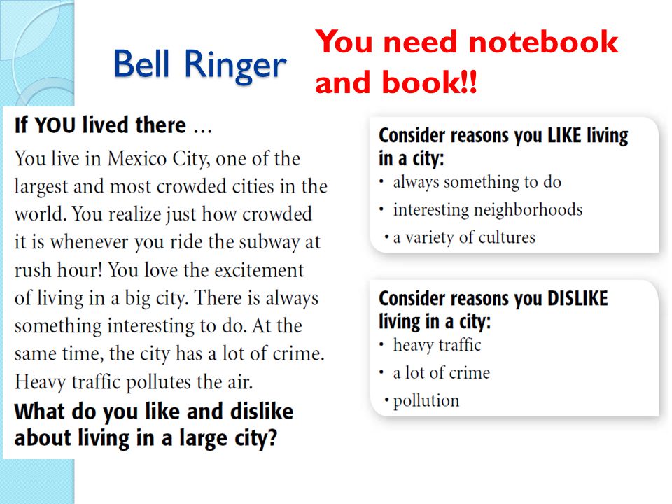 Bell Ringer You need notebook and book!!