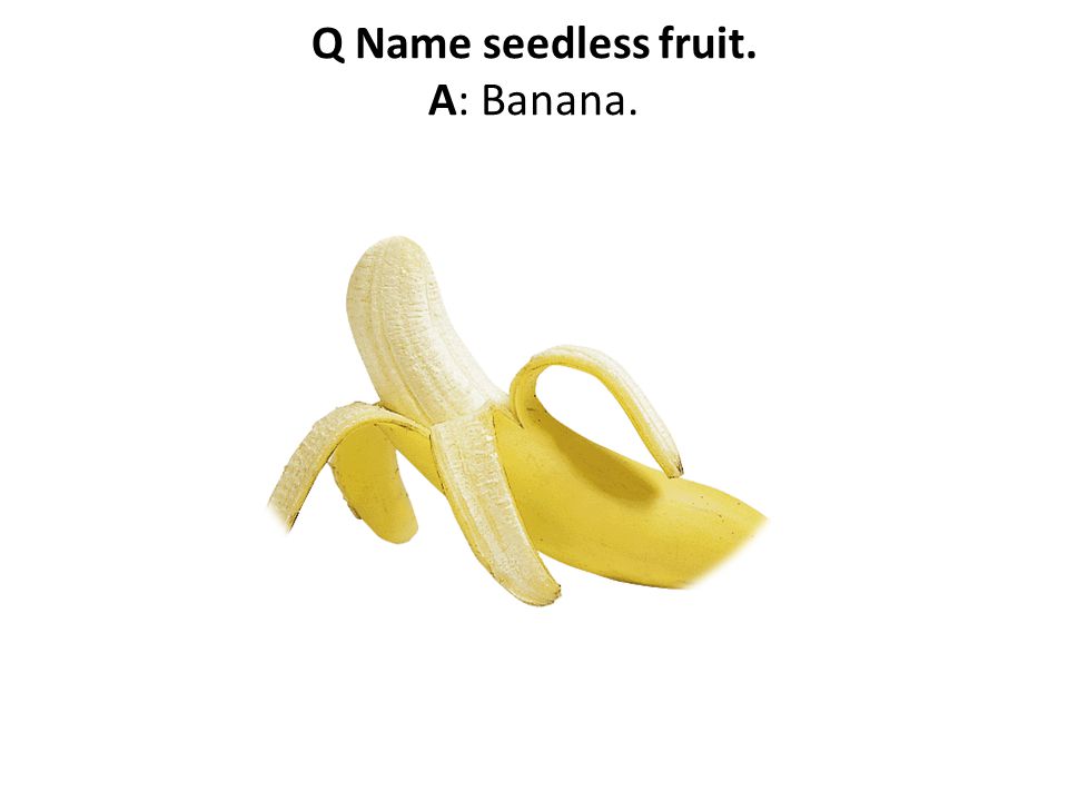 Q Name seedless fruit. A: Banana.
