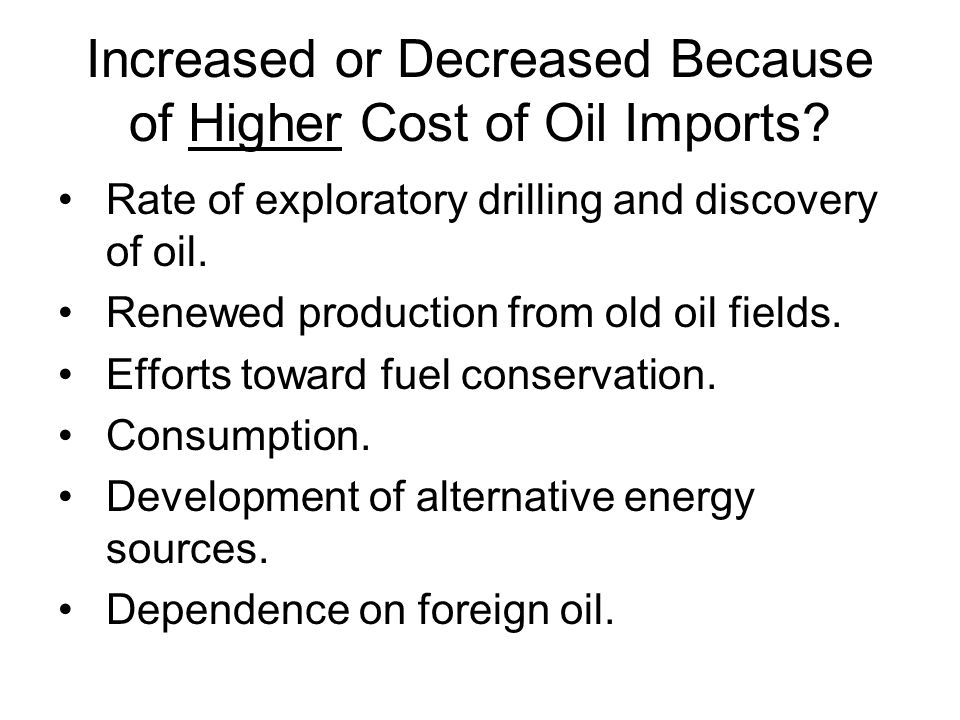 Increased or Decreased Because of Higher Cost of Oil Imports.