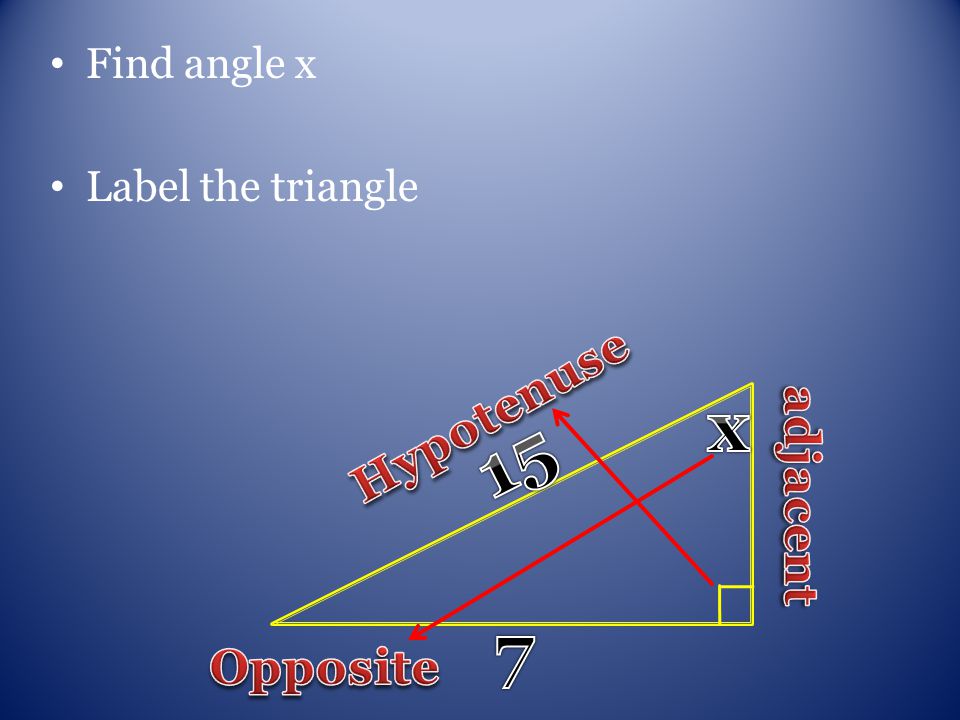 Find angle x Label the triangle
