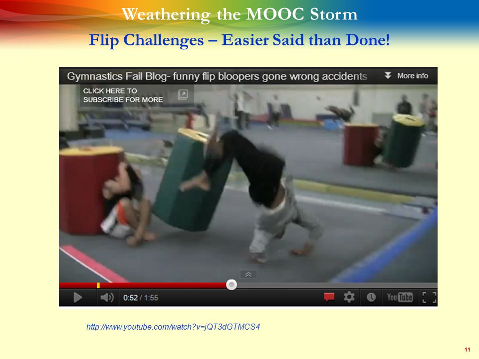 11   v=jQT3dGTMCS4 Weathering the MOOC Storm Flip Challenges – Easier Said than Done!