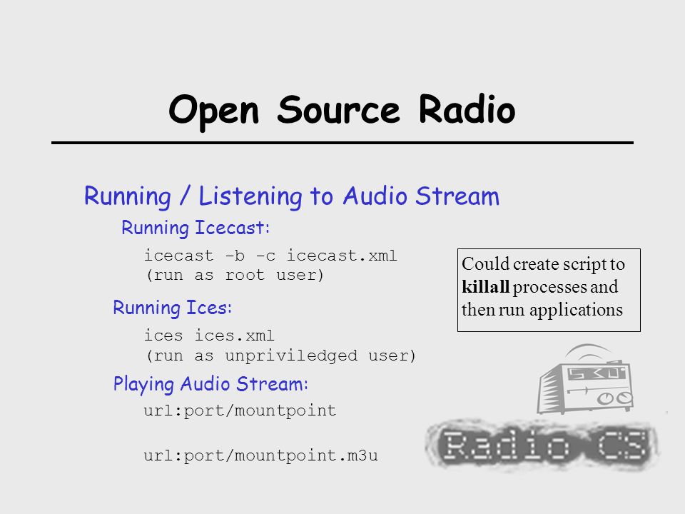Open Source Radio Murray Saul Seneca College. Open Source Radio  How to  Set up an Internet Radio Station: Why Internet Radio? / Basic Concepts  Hardware. - ppt download