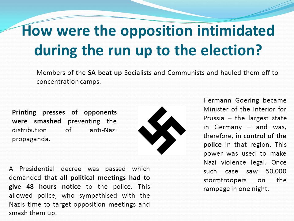 How were the opposition intimidated during the run up to the election.