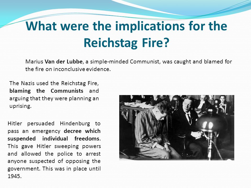 What were the implications for the Reichstag Fire.
