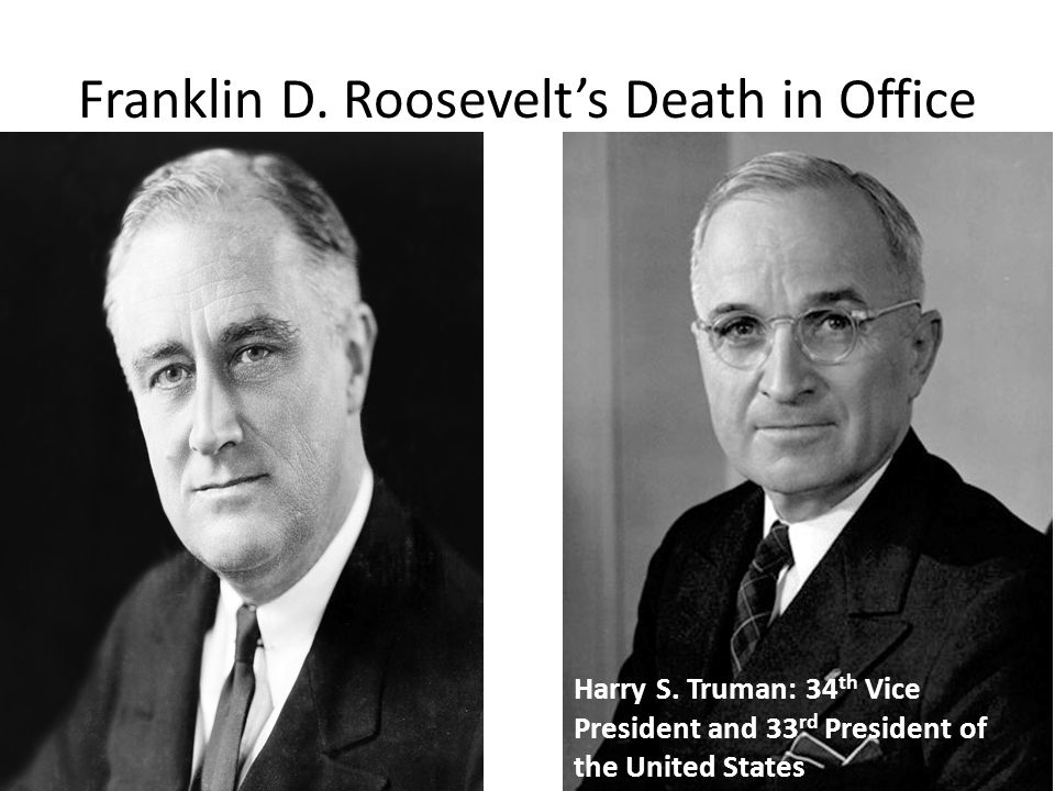 Franklin D. Roosevelt’s Death in Office Harry S.