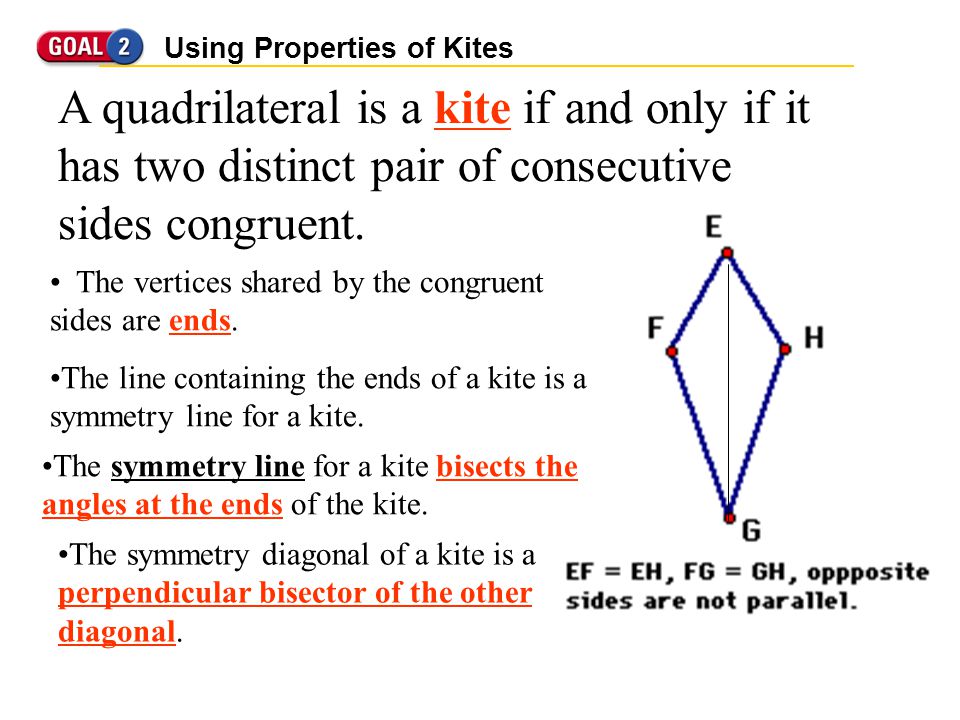 A quadrilateral is a kite if and only if it has two distinct pair of consecutive sides congruent.