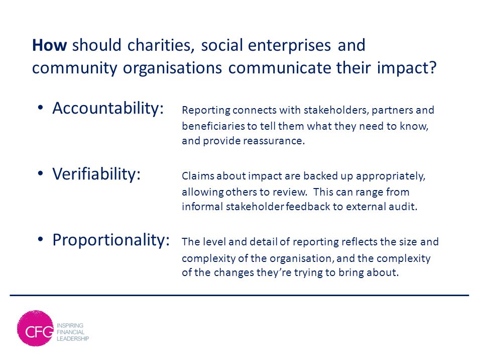How should charities, social enterprises and community organisations communicate their impact.