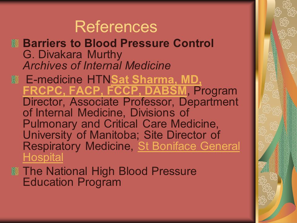 References Barriers to Blood Pressure Control G.