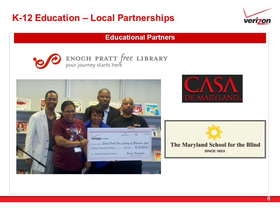 8 K-12 Education – Local Partnerships Educational Partners