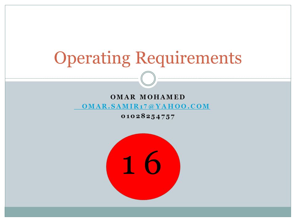 OMAR MOHAMED Operating Requirements 1 6