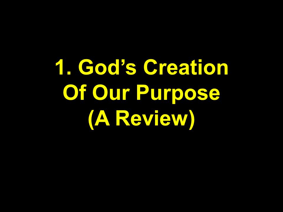 1. God’s Creation Of Our Purpose (A Review)