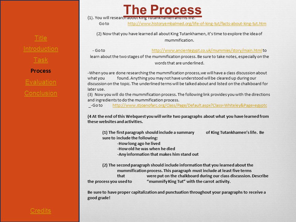 Title Introduction Task Process Evaluation Conclusion Credits ( 1).