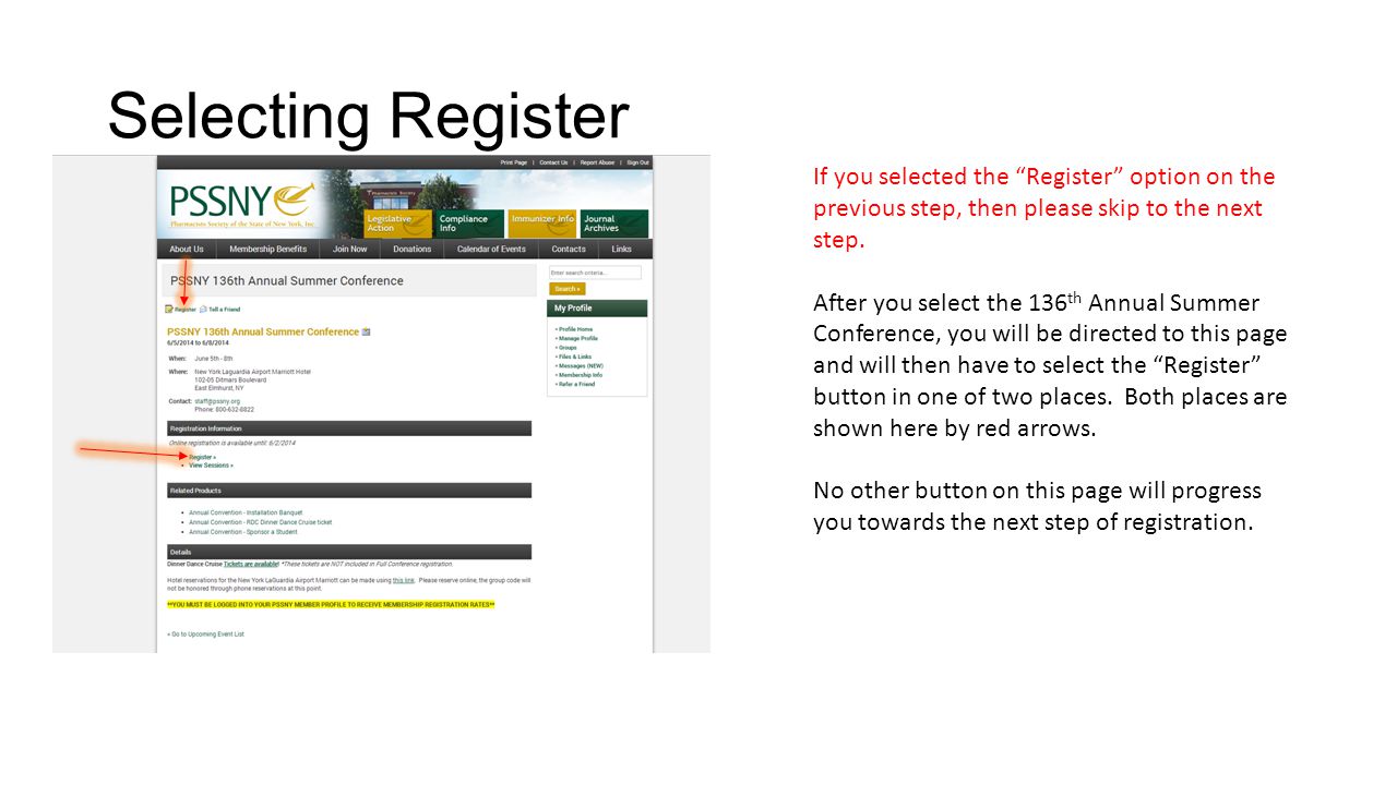 Selecting Register If you selected the Register option on the previous step, then please skip to the next step.