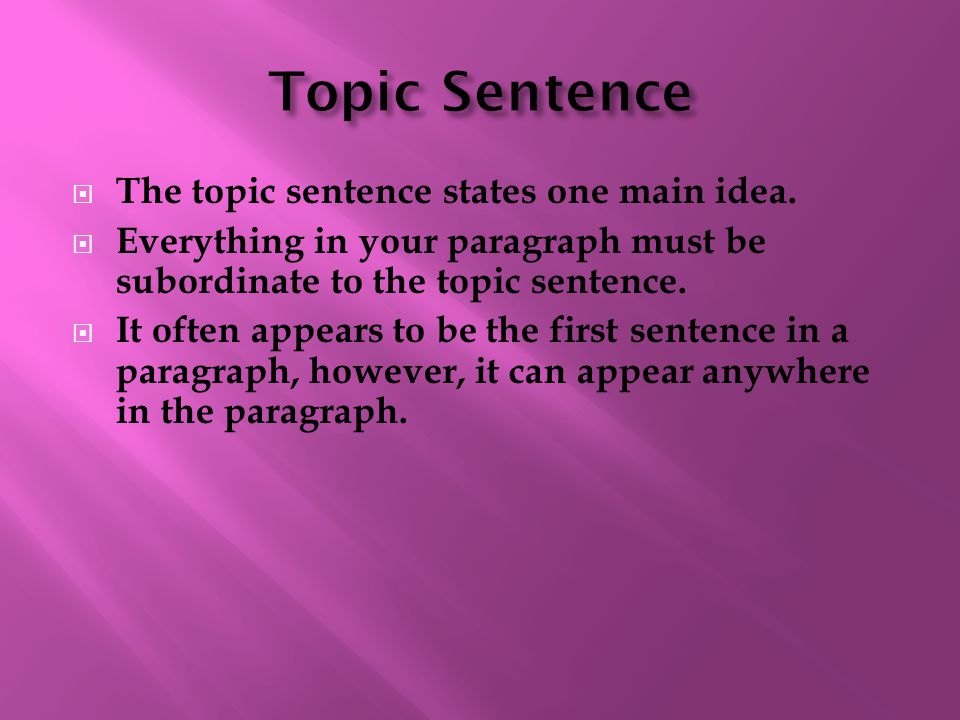 how to come up with a topic sentence