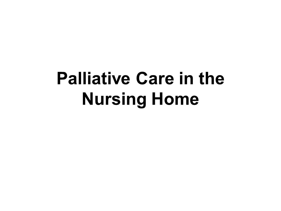 Palliative Care in the Nursing Home
