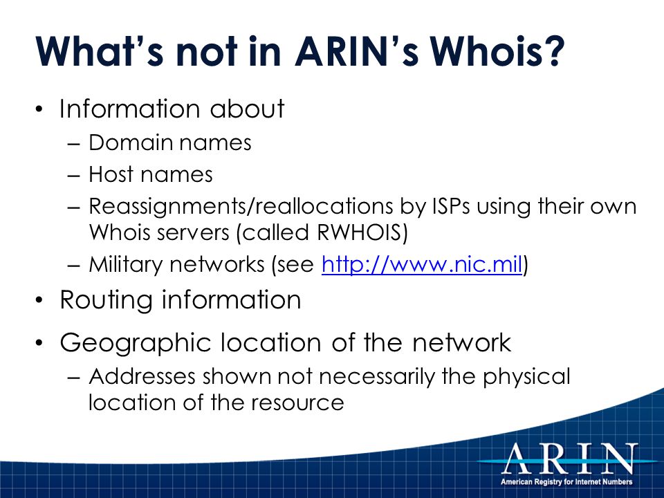 ARIN's Whois: What Data is Public Information and How Can it be