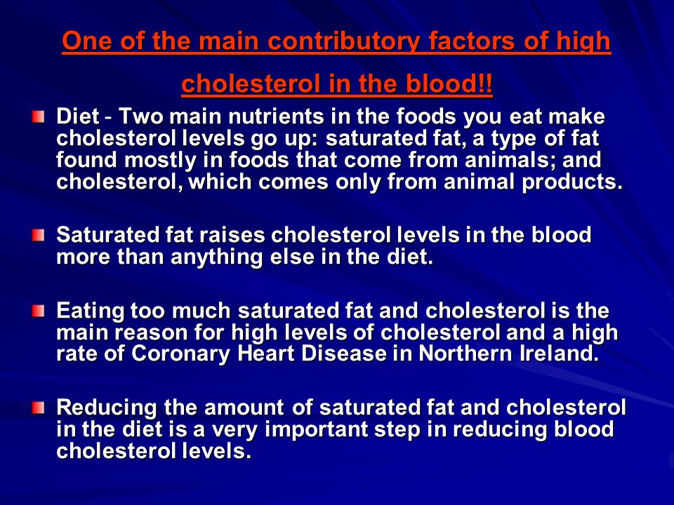 One of the main contributory factors of high cholesterol in the blood!.