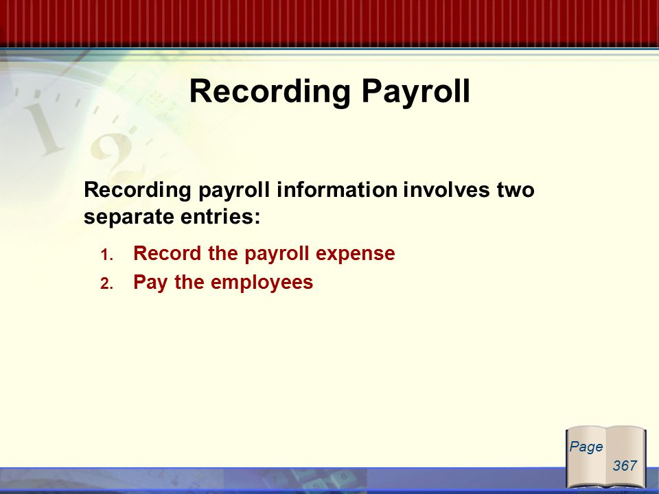 Recording Payroll 1. Record the payroll expense 2.