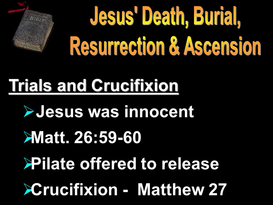 Trials and Crucifixion  Jesus was innocent  Matt.