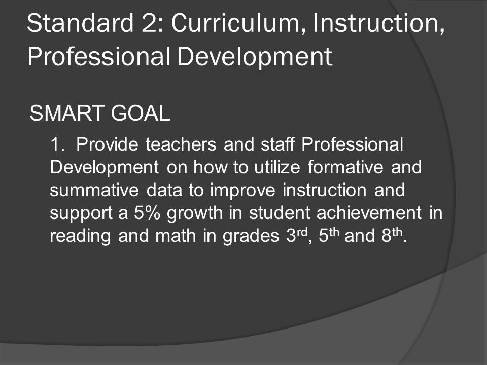 Standard 2: Curriculum, Instruction, Professional Development SMART GOAL 1.