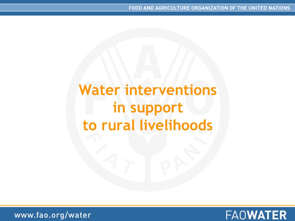 Water interventions in support to rural livelihoods