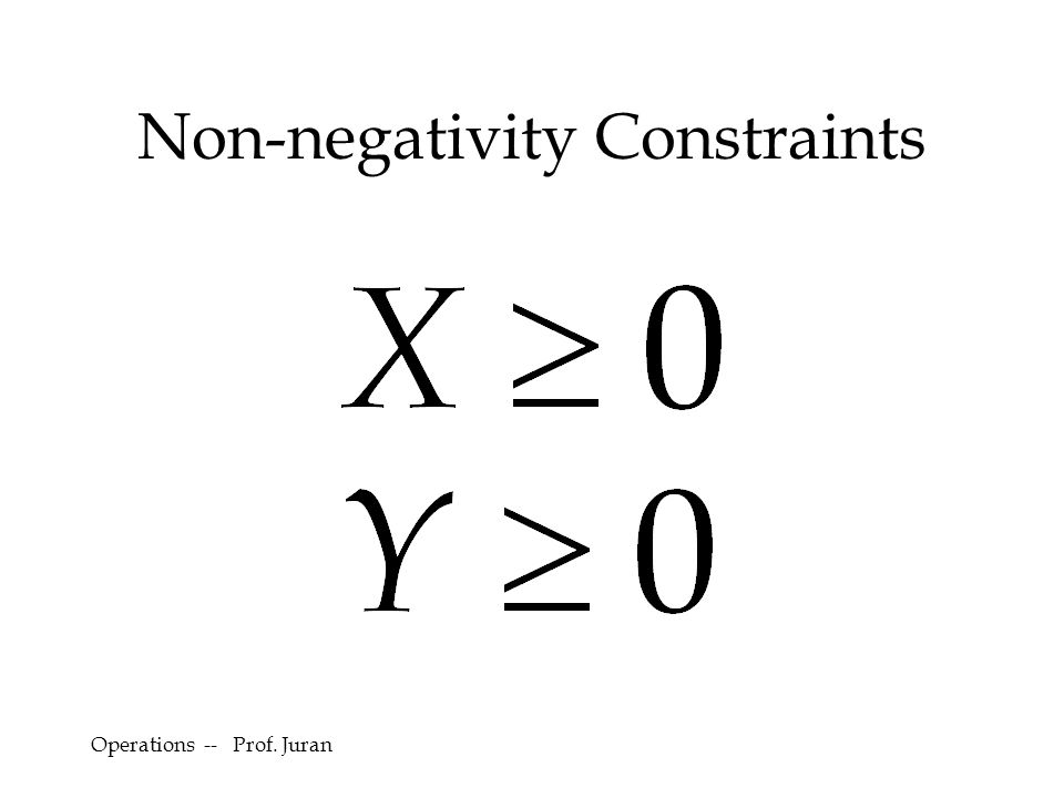 Operations -- Prof. Juran Non-negativity Constraints