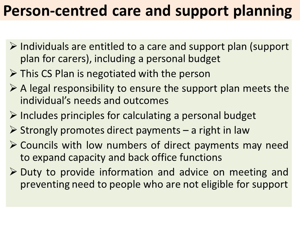planning support for individuals