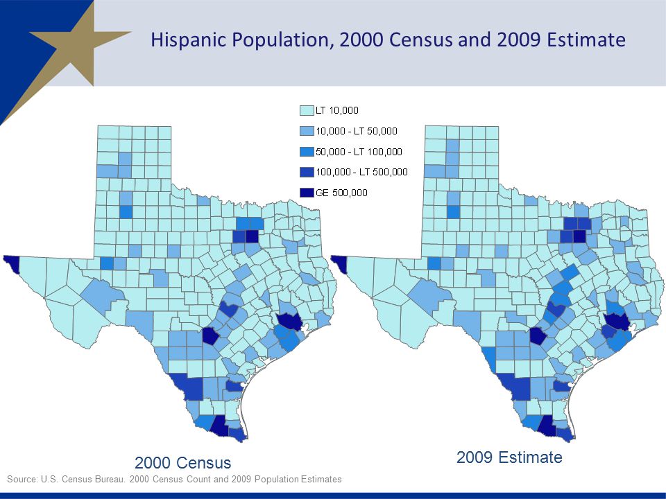 Hispanic Population, 2000 Census and 2009 Estimate 2000 Census 2009 Estimate Source: U.S.
