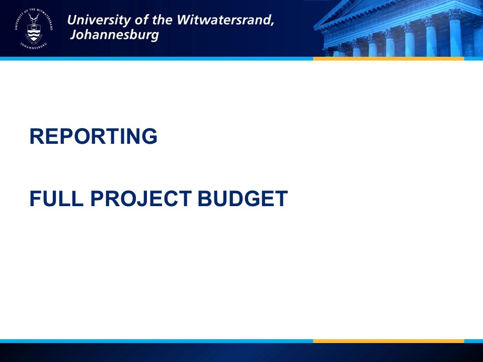 REPORTING FULL PROJECT BUDGET