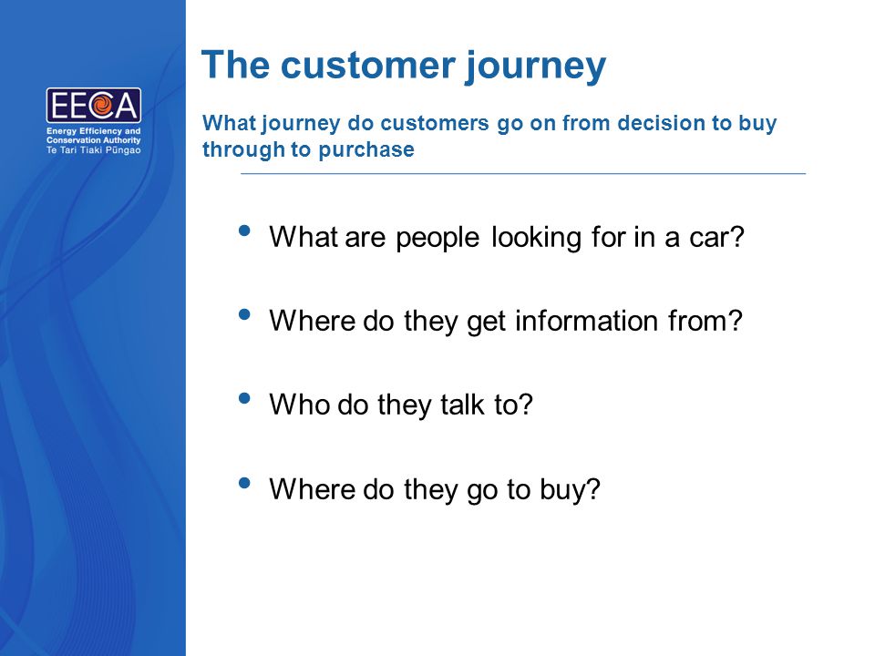The customer journey What are people looking for in a car.