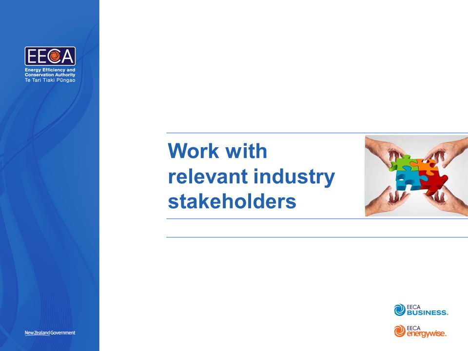 PLACE IMAGE HERE Work with relevant industry stakeholders