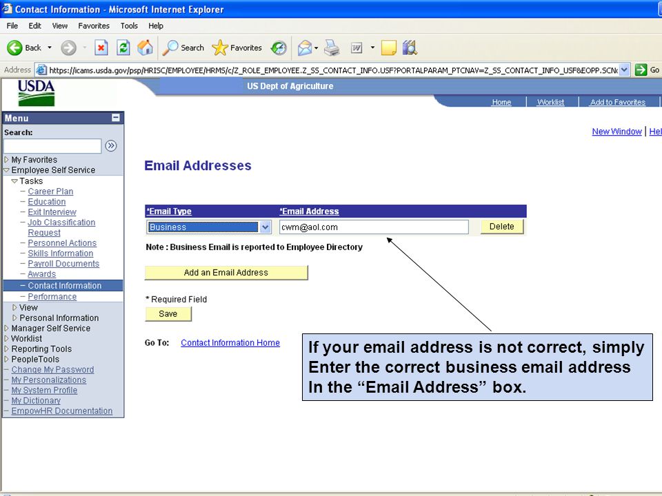 If your  address is not correct, simply Enter the correct business  address In the  Address box.