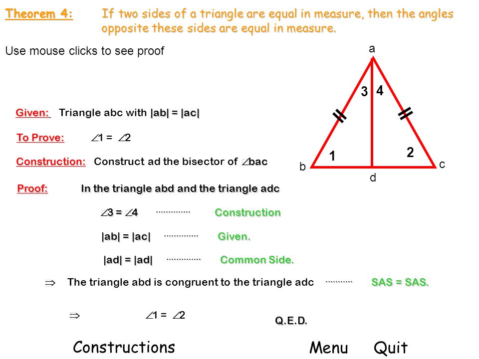 Menu Theorem 1 Vertically Opposite Angles Are Equal In