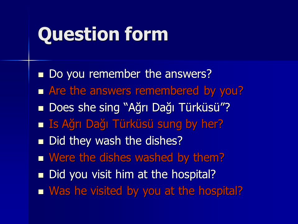 Question form Do you remember the answers. Do you remember the answers.