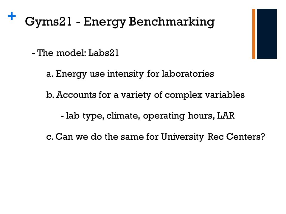 + Gyms21 - Energy Benchmarking - The model: Labs21 a.