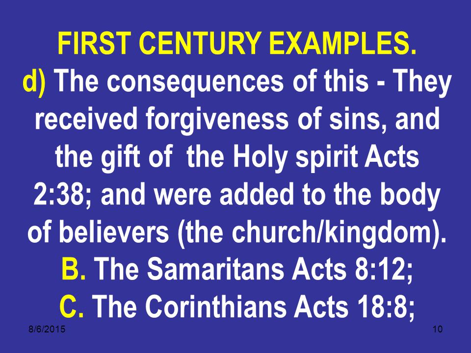 8/6/ FIRST CENTURY EXAMPLES.
