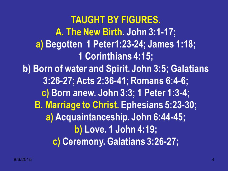 8/6/20154 TAUGHT BY FIGURES. A. The New Birth.