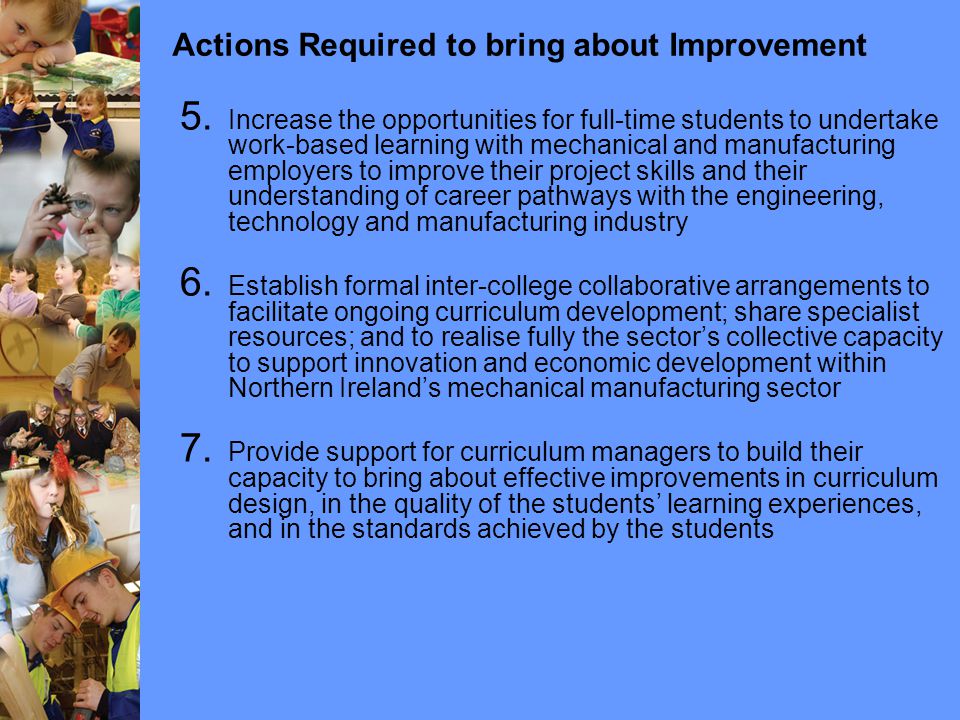 Actions Required to bring about Improvement 5.