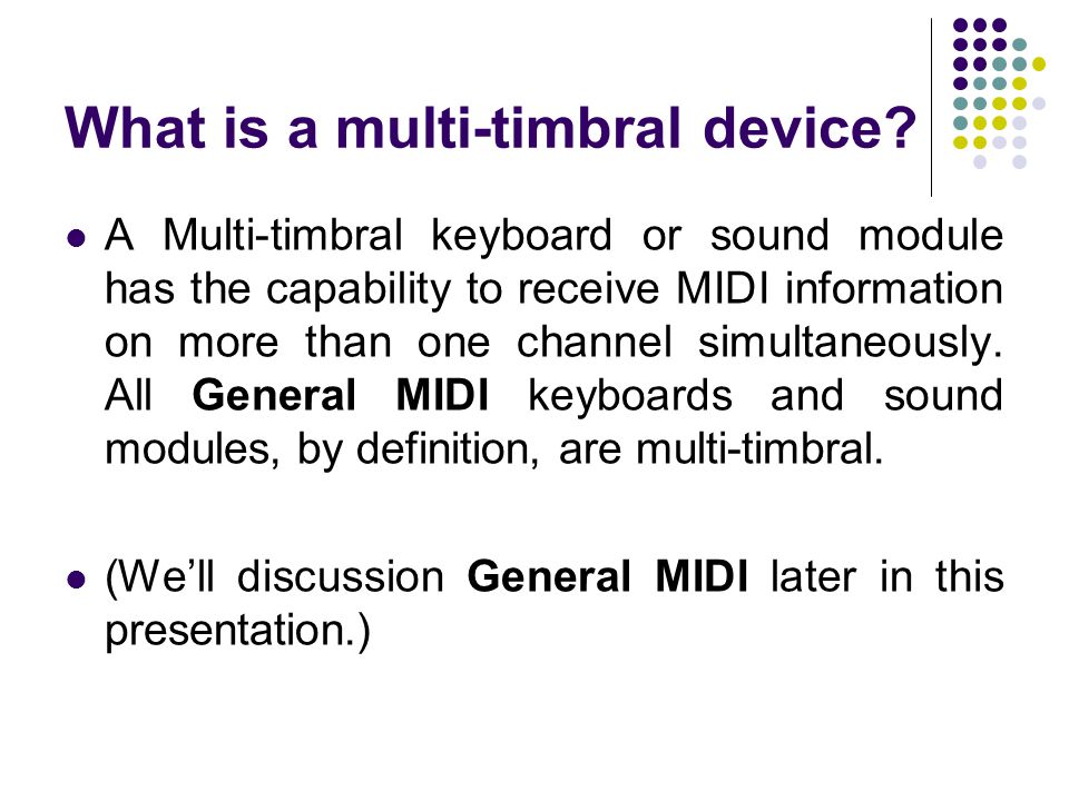 MIDI Musical Instrument Digital Interface. What is MIDI? MIDI is an acronym  for Musical Instrument Digital Interface. The term is used for both  hardware. - ppt download