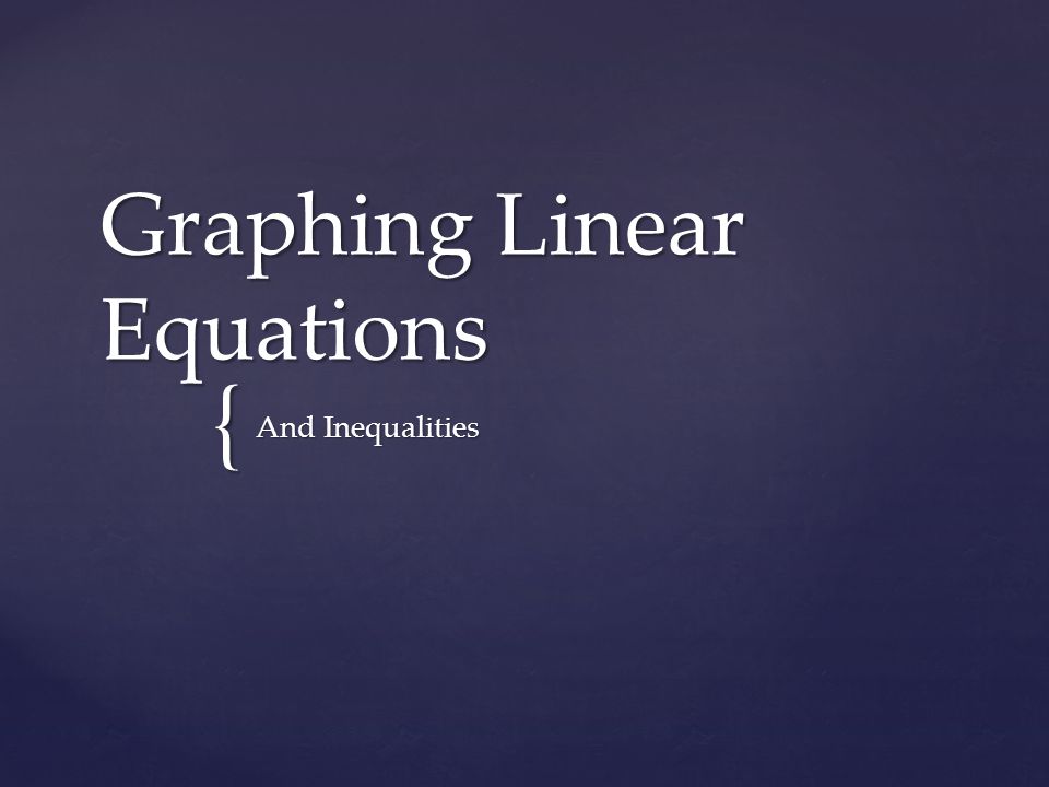{ Graphing Linear Equations And Inequalities