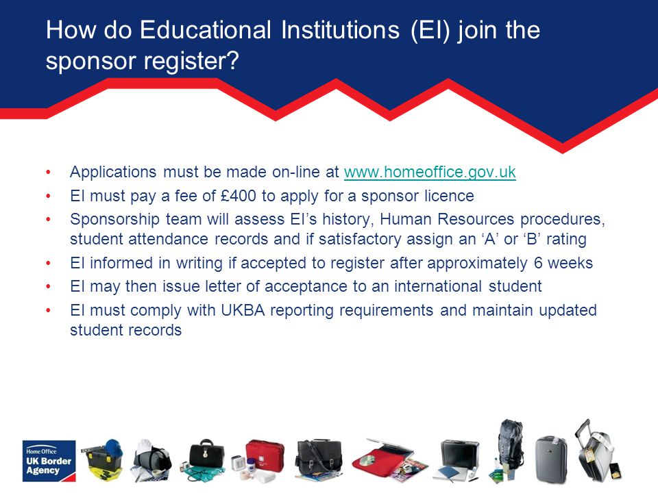 How do Educational Institutions (EI) join the sponsor register.