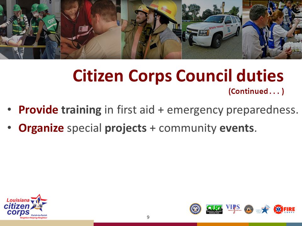 Citizen Corps Council duties (Continued...