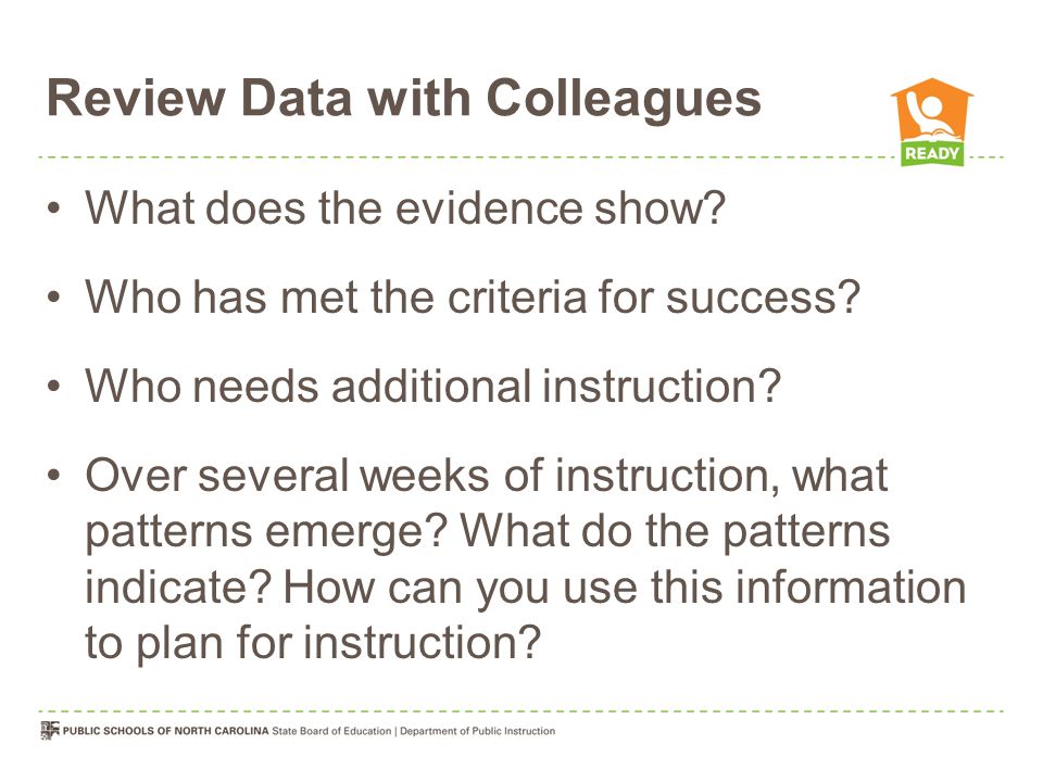 Review Data with Colleagues What does the evidence show.
