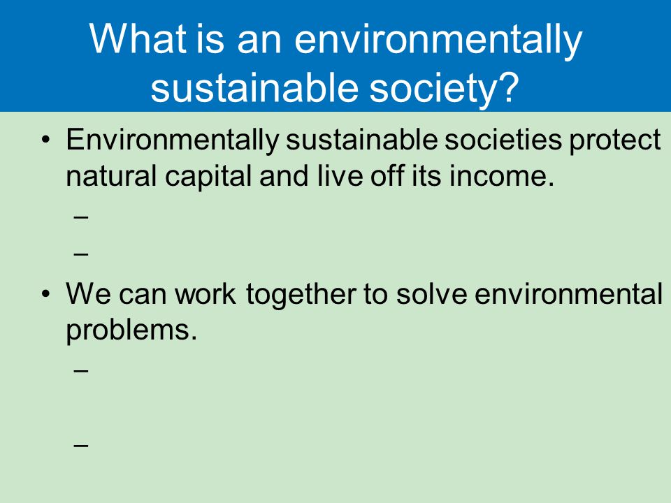 What is an environmentally sustainable society.