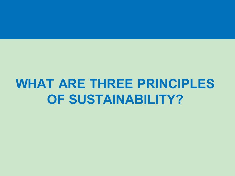 WHAT ARE THREE PRINCIPLES OF SUSTAINABILITY