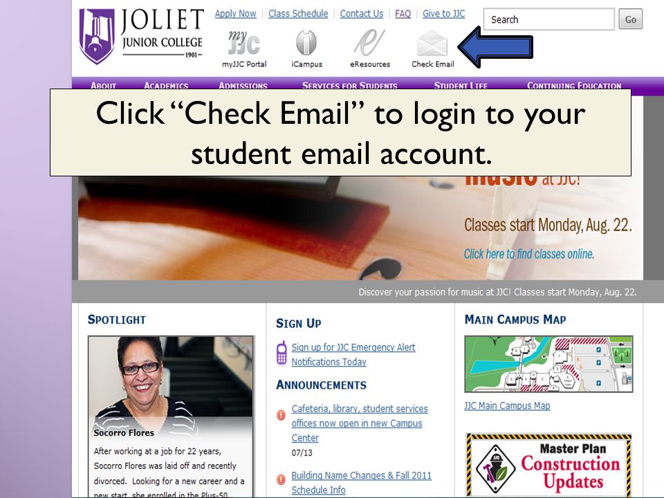 Click Check  to login to your student  account.