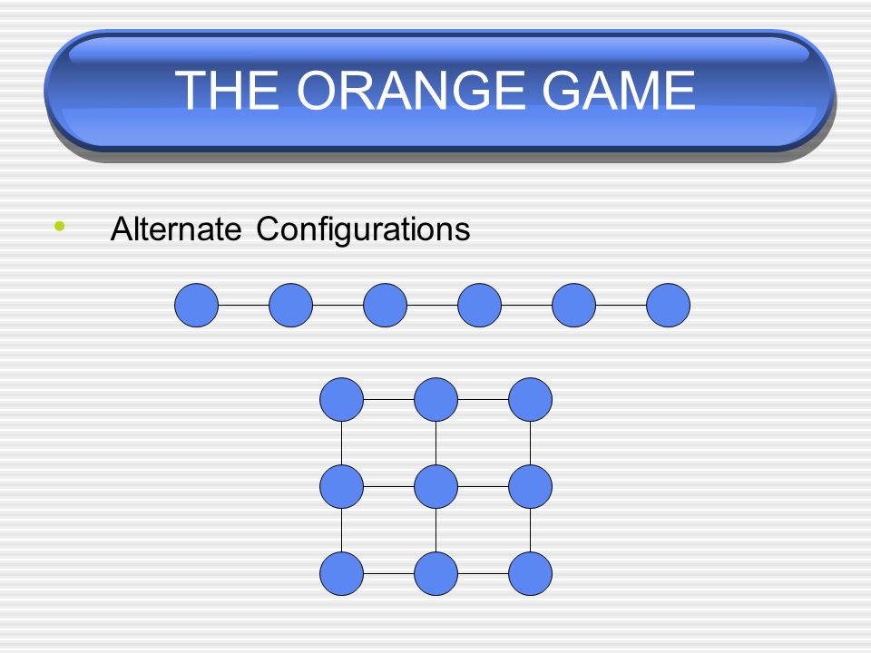 THE ORANGE GAME Alternate Configurations