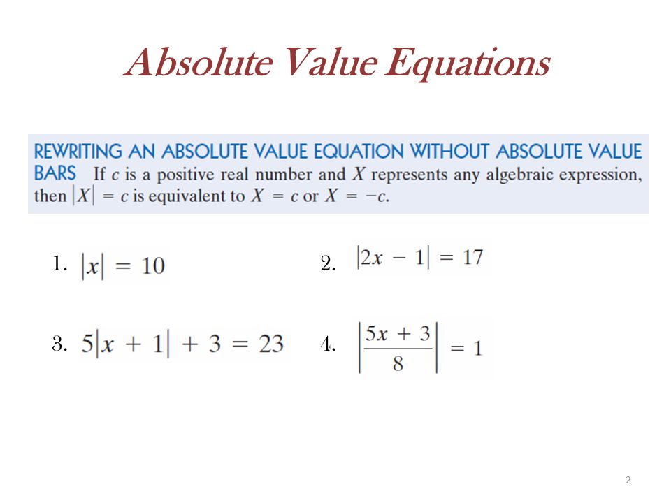 Absolute Value Equations 2