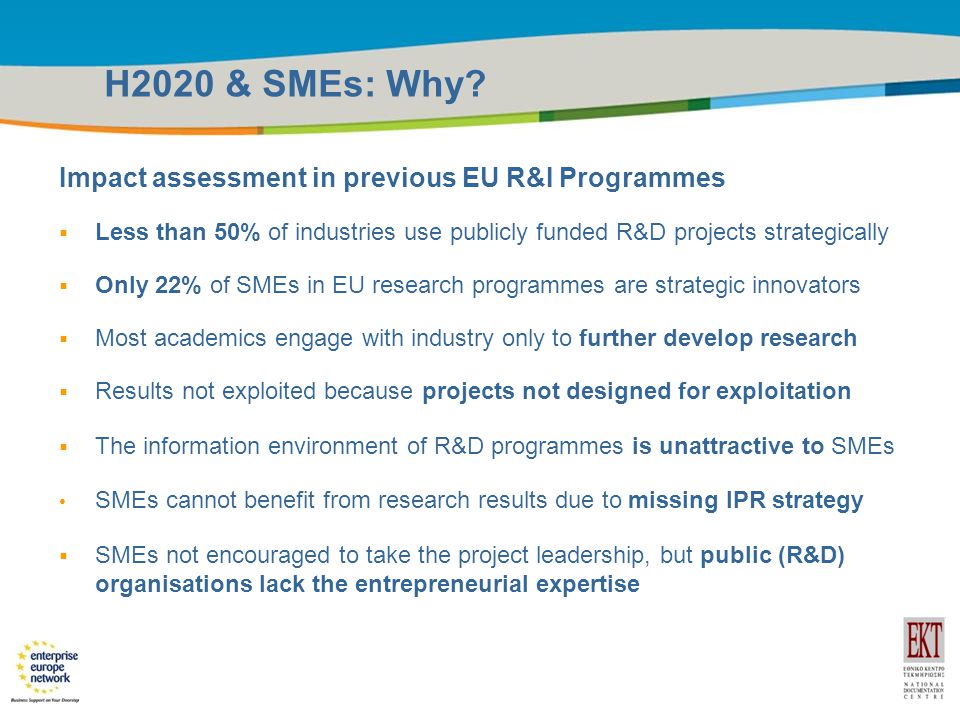 Title of the presentation | Date |6 H2020 & SMEs: Why.